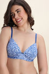 Zivame Padded Non Wired Medium Coverage Tshirt Bra - Blue Animal Print — thumbnail 5